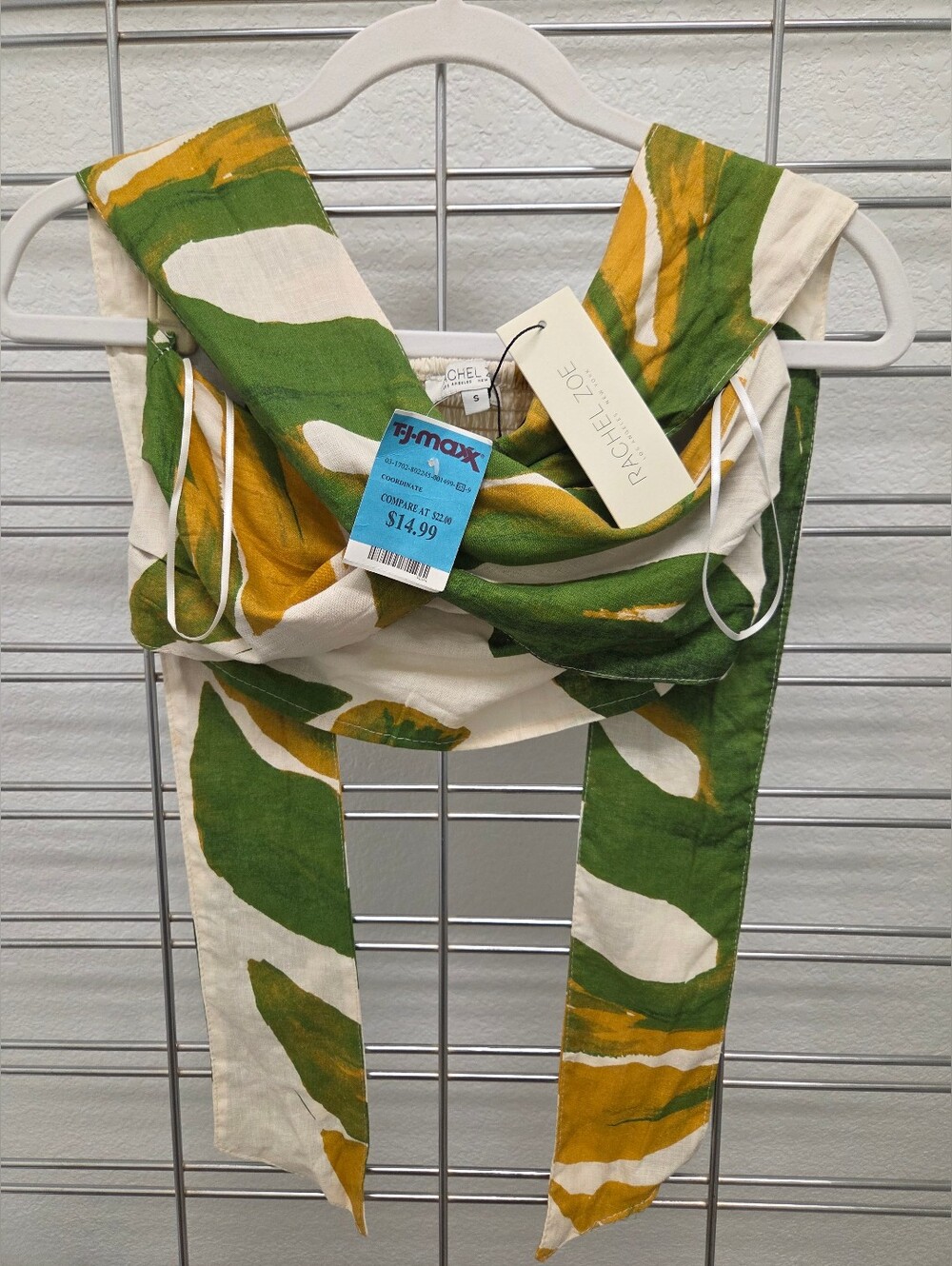 Rachel Zoe Green + Mustard Abstract Top